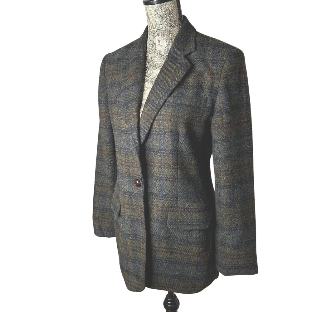 VTG LAUREN RALPH LAUREN Tartan Plaid Wool Blazer Jacket 8 Fall Preppy Academia